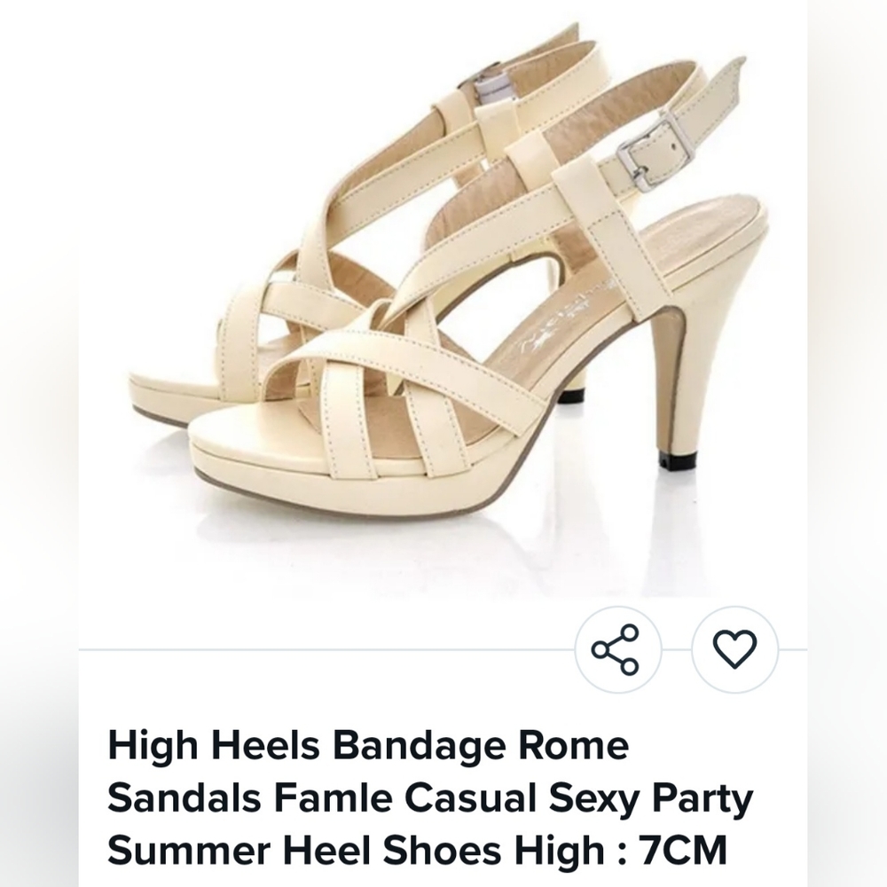 Beige Strapy Heels. size: 5 (36). never worn.